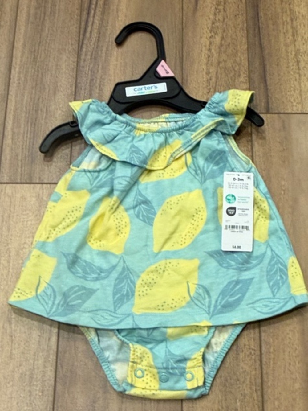 Carter's Lemon Print Ruffle Bodysuit - Yellow & Aqua